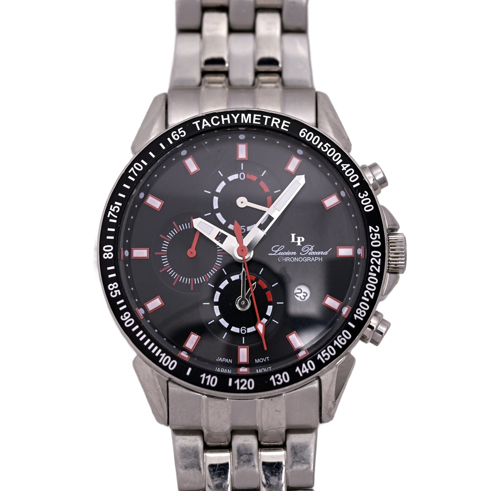 Lucien Picarrd Chrongoraph Red Black Dial Stainless Steel